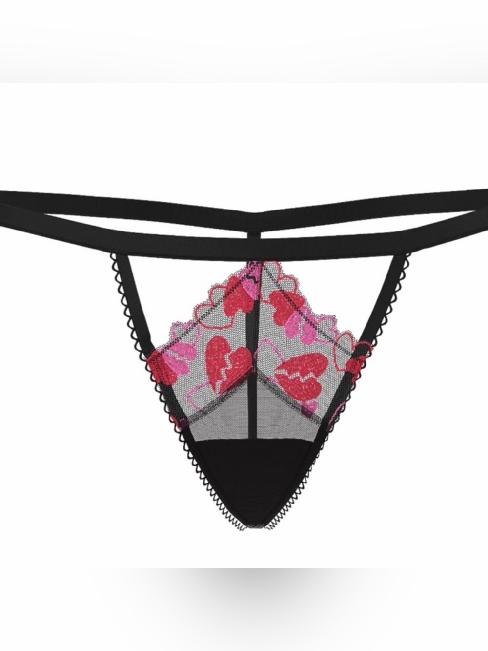 NWT Victoria's Secret pink Wink heartbreaker Panty embroidered thong M or S